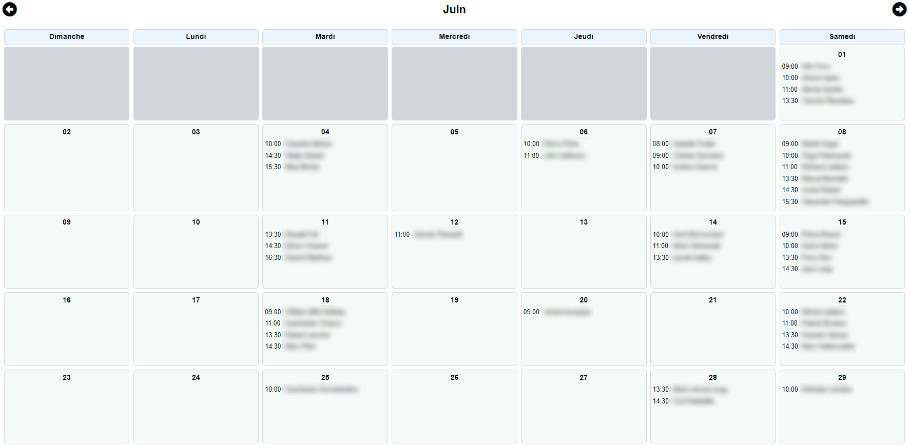 Calendrier de réservations pour sorties d'eau. Calendrier de réservations pour sorties d'eau.
